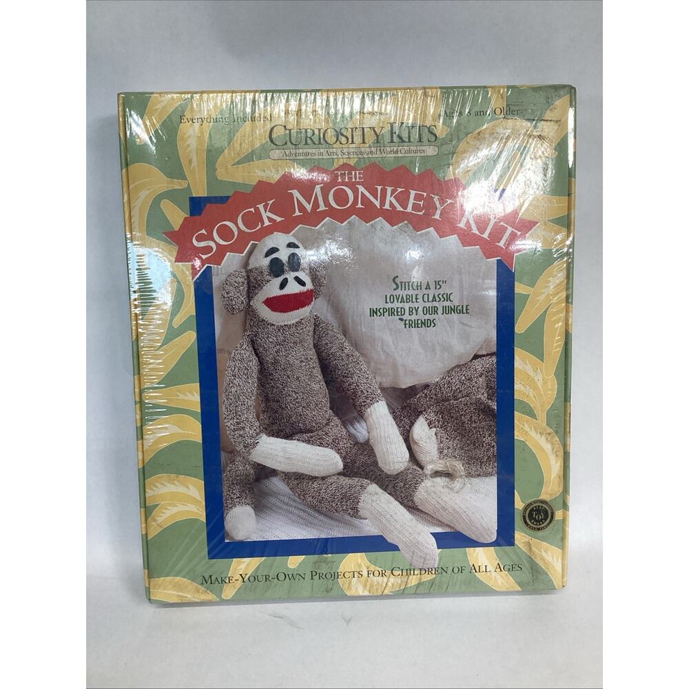 THE SOCK MONKEY KIT 15 INCH Jungle Friend (Curiosity Kits) FACTORY SEALED 1995
